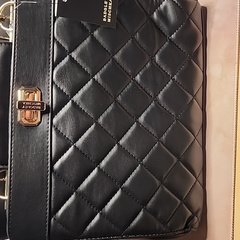 Badgley Mischka Quilted Black Shoulder Bag